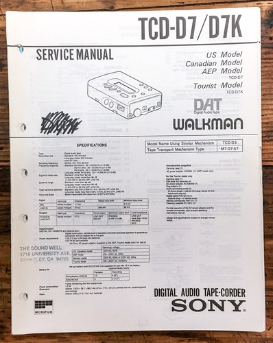 Sony tcd d7k - sony, cassette